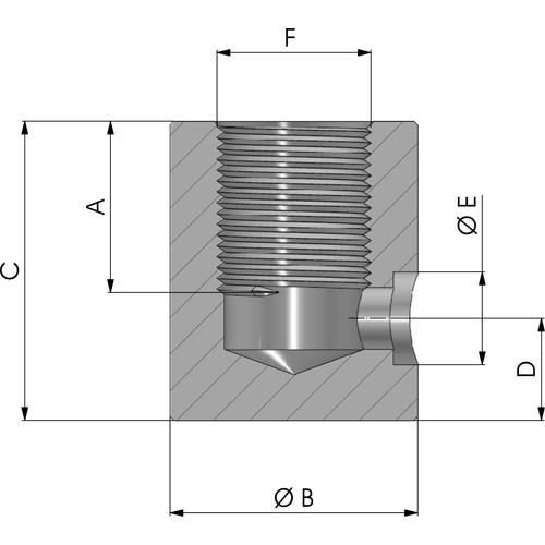 A hegeszthető könyök belsőmenetes kivitelű csonk méret rajza