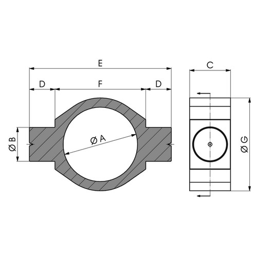 A csapos kivitelű munkahenger gallér méret rajza