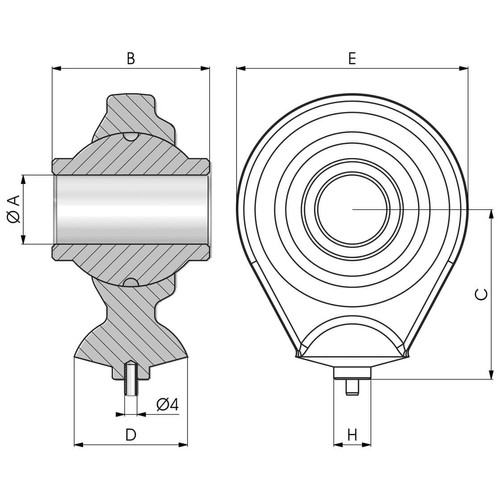 A T..ER típusú hegeszthető rúdvég méret rajza